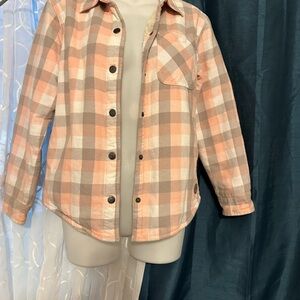Kids Plaid Jean Jacket - Pink and Gray